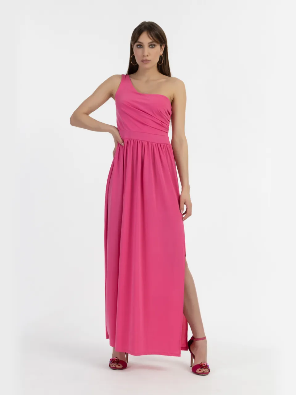 Faina Maxi-jurk met één schouder Dames roze