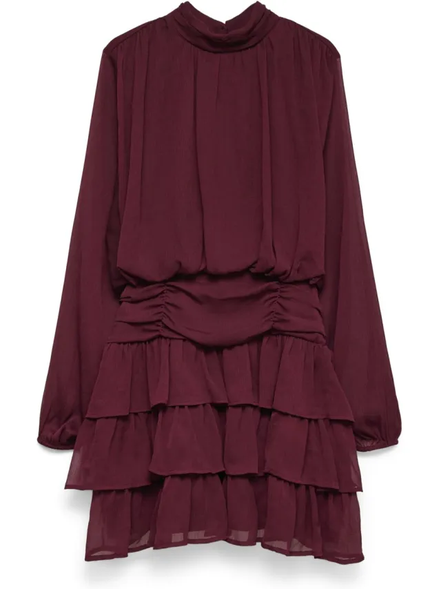 Vero Moda VMSTELLA LS SHORT DRESS WVN PA - Dames - Mini jurken Windsor Wine