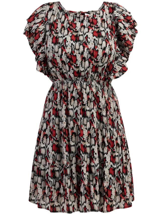 Faina Jurk Dames Rood Veelkleurig, foto 2