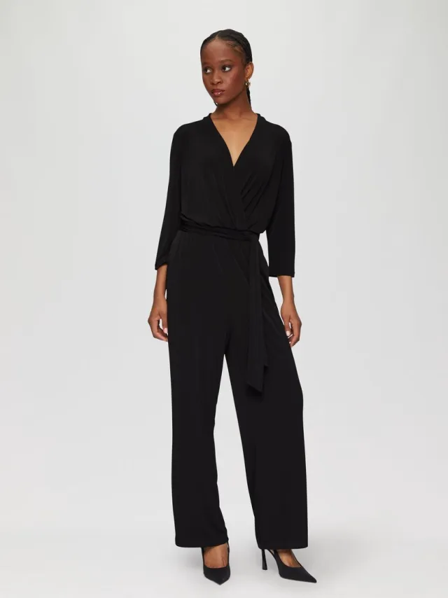 S.Oliver female - Jumpsuit met wikkellook zwart