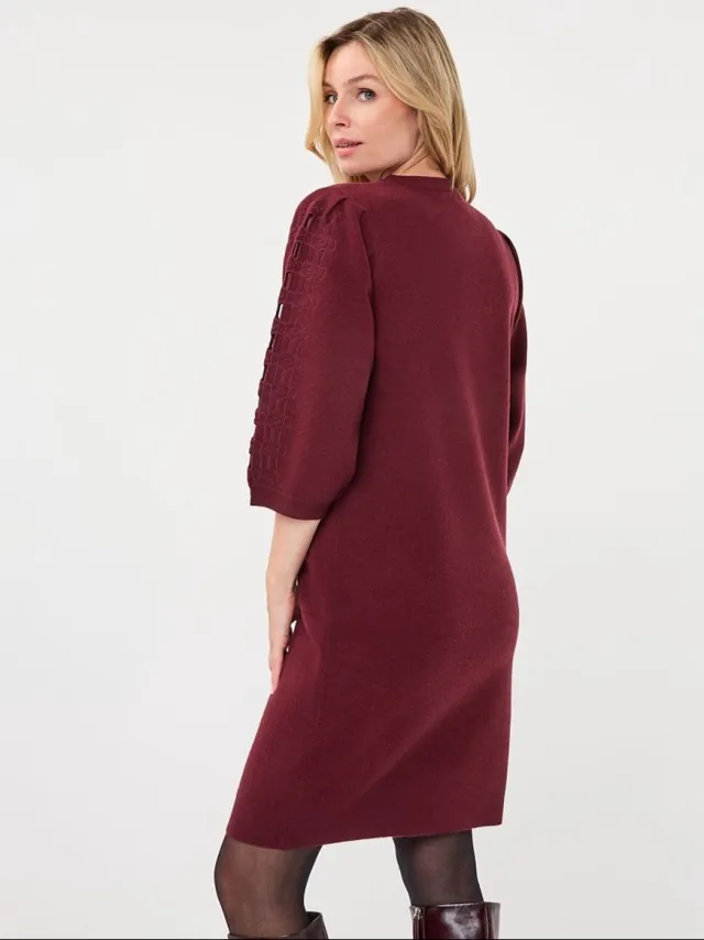 Esqualo Dress knit embroidery 488 merlot