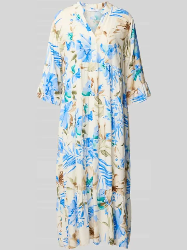 Zabaione Midi-jurk van viscose met serafinokraag model 'Kl44arraa' bleu, foto 2