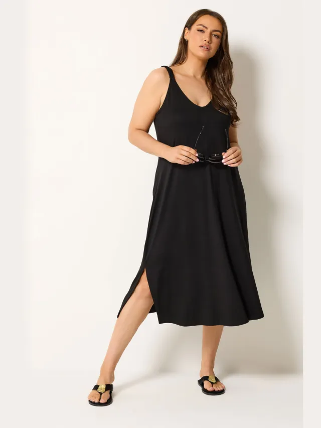 Yours Zwarte Overgooijurk-56 Black
