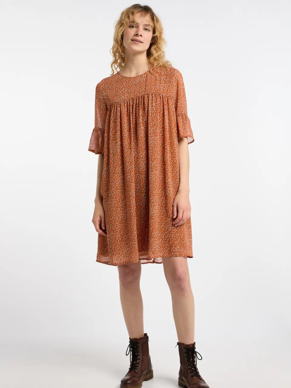 dreimaster Jurk Dames Oranje Veelkleurig Bruin
