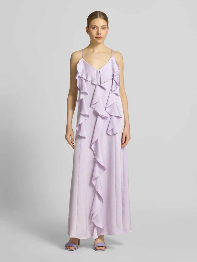 Vero Moda midi-jurk met ruches model 'ELLEN' Lila