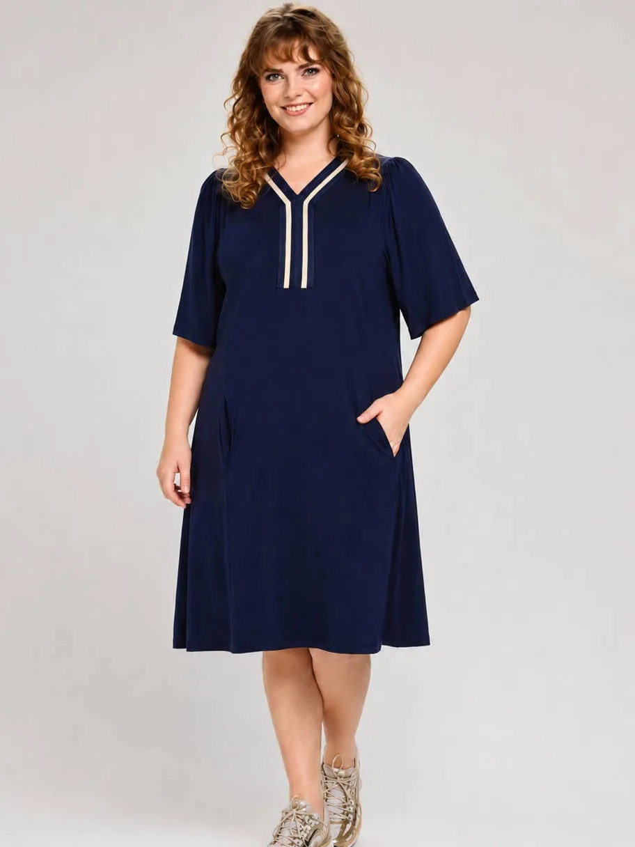 STUDIO midi jurk Plus Size - donkerblauw, foto 4
