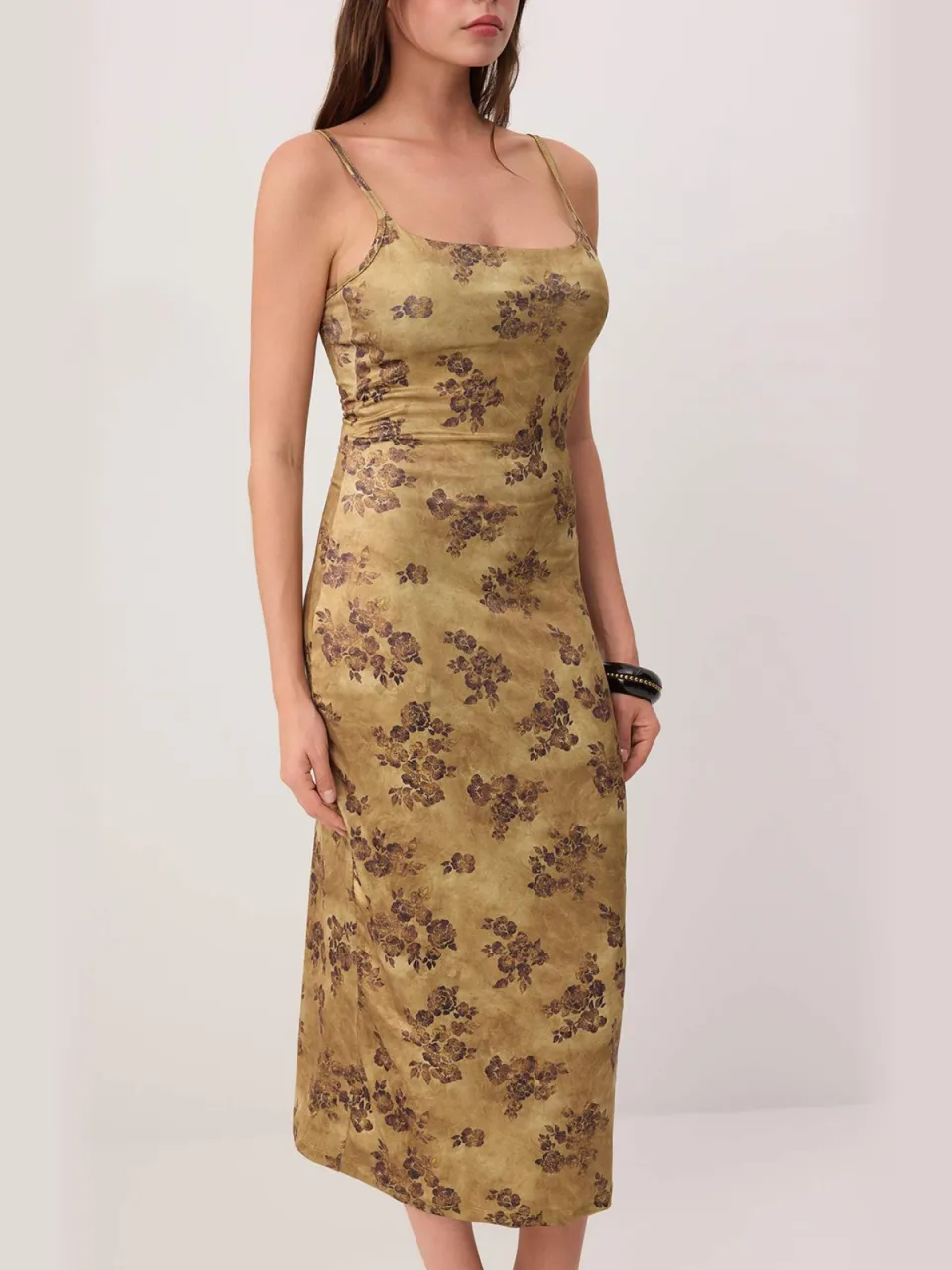 Trendyol TRENDYOLMİLLA Dames Groen Bloemen Maxi Mouwloos Bodycon Jurken, foto 2