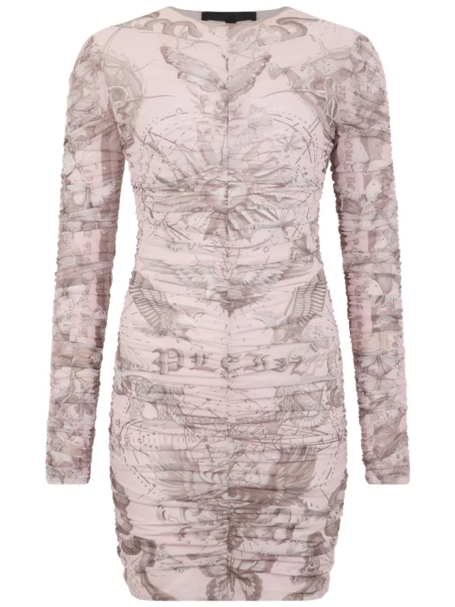 Philipp Plein Wrinkled Mini Dress Butterfly Tattoo rosé, foto 2