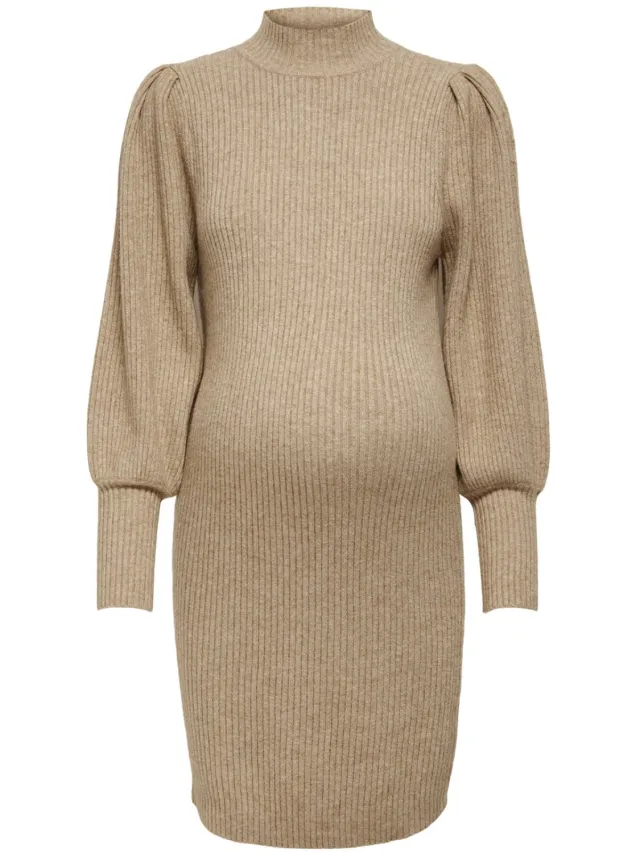 Only OLMKATIA L/S DRESS KNT NOOS - Dames - Mini jurken toasted coconut