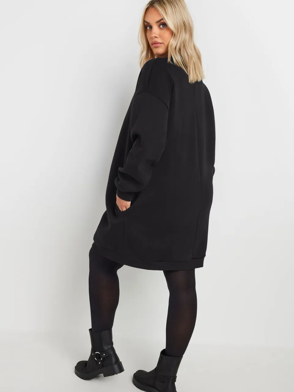 Yours Zwarte Sweatshirtjurk-56, foto 3