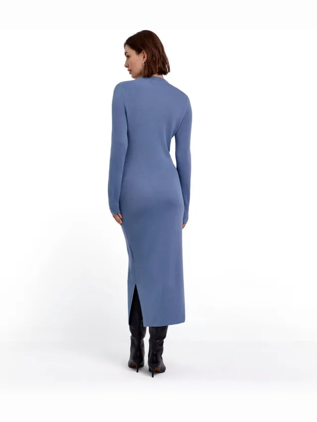 Falke Favorites Ultrafine zacht warm wol jurk dames blauw