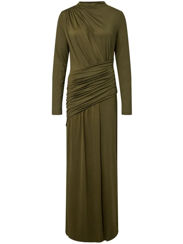 Yas Maxi jurk YASWINJA LS DRAPERING Dark Olive1