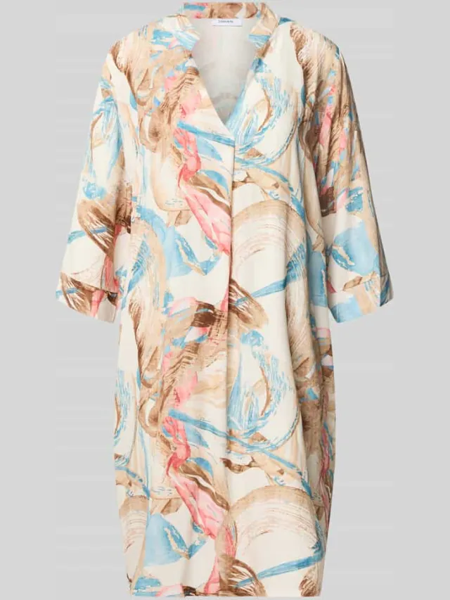 Zabaione Tunika-jurk van viscose met V-hals model 'Ge44rdaa' blauw, foto 2