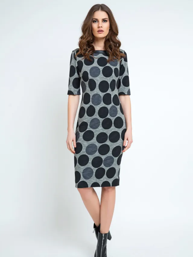 Conquista Midi jurk met stippen Marineblauw