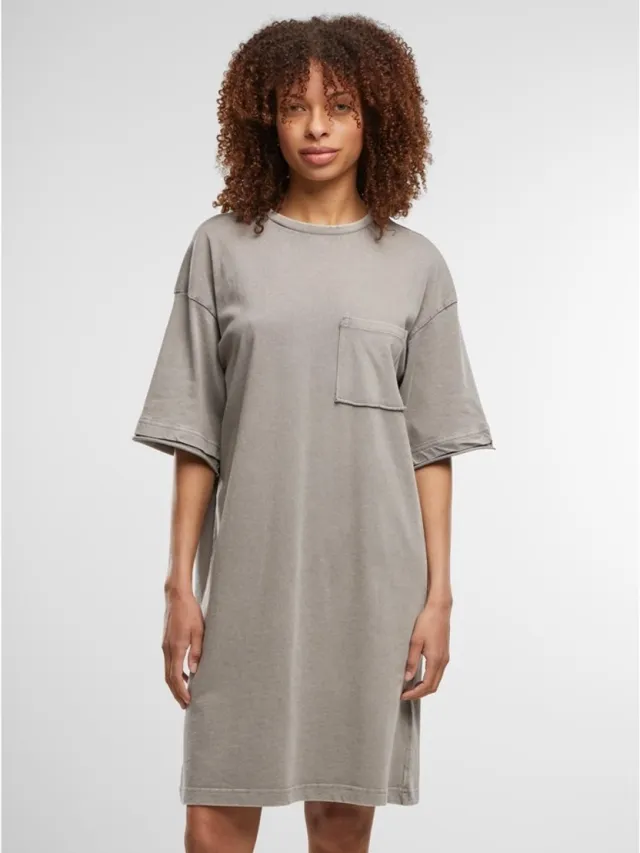 Urban Classics Washed Look Jersey T-shirtjurk Dames Midi-jurk - grijs