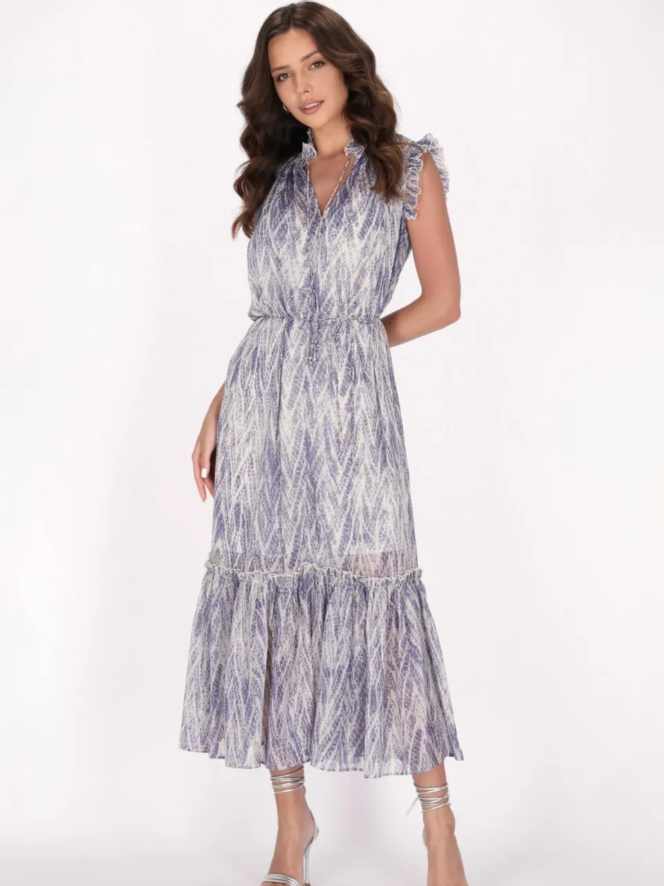 Faina Jurk Dames Blauw Veelkleurig