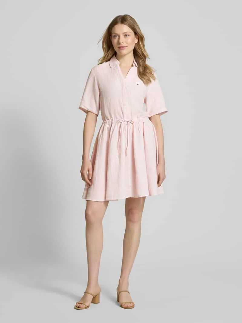 Tommy Hilfiger Uitlopende overhemdjurk van puur linnen roze, foto 3