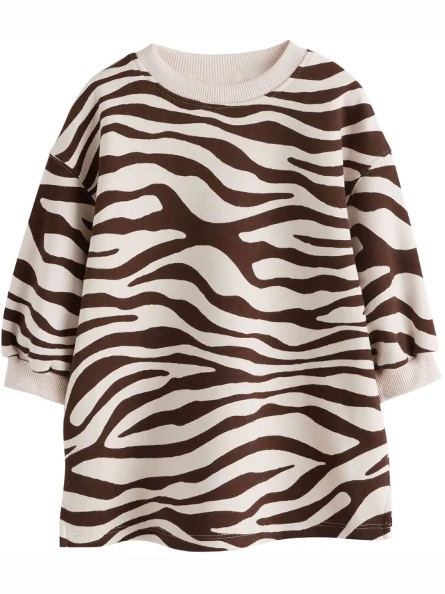 Next Meisjes - Sweaterjurk met lange mouwen - Bruin Zebra Print