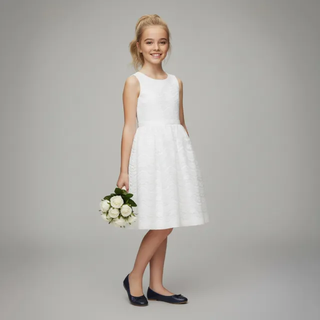 La V elegante kant jurk met mouwloze Wit 146