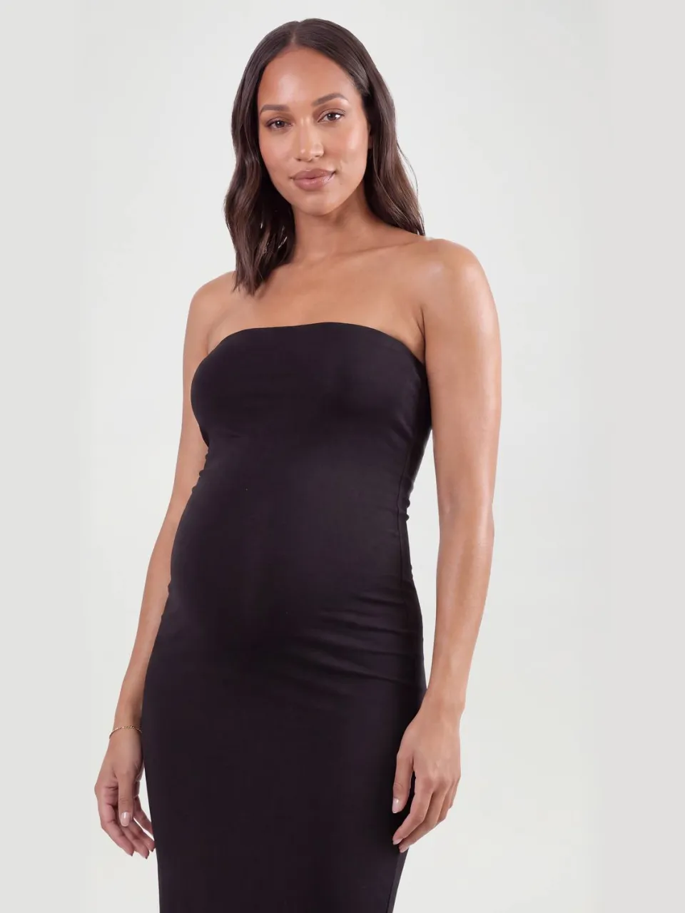 boohoo Dames Zwangerschaps Basic Bandeau Maxi Jurk zwart, foto 2