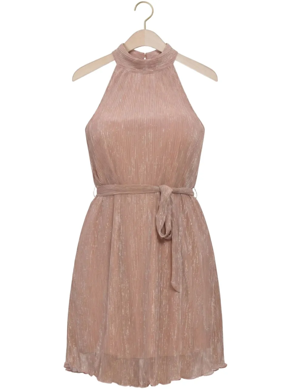 Freebird Dames Jurken F-jer-plisse-lurex-26-2 - Beige, foto 2