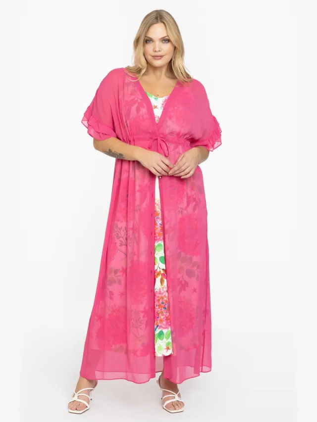 Yoek Cardi-jurk met ruches | Roze