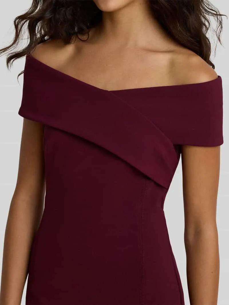 Lauren Ralph Lauren Cocktailjurk met carmenhals bordeaux, foto 4