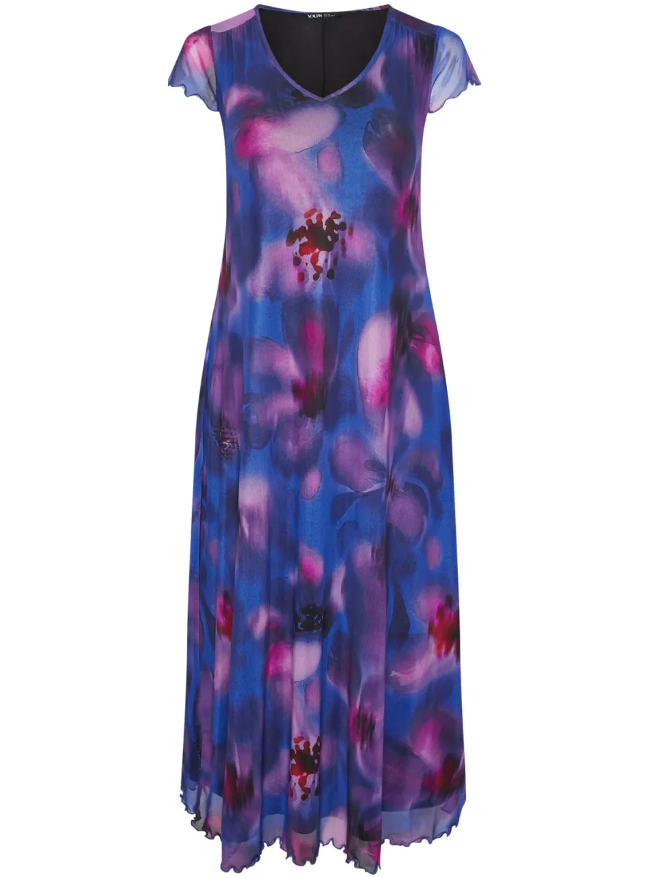Yours Kobaltblauwe Mesh Maxijurk Met Bloemenprint, foto 4