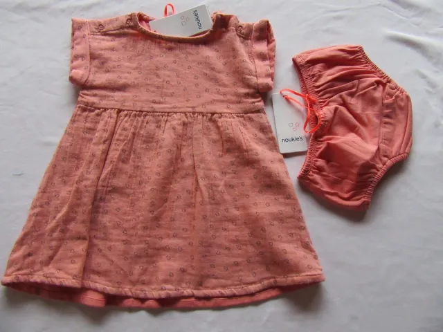Noukie's , jurk met slip , oranje , hartjes , 74 - 9 maand zacht orange