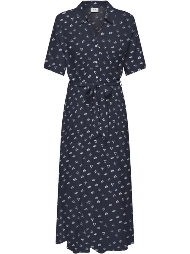 JDY Jacqueline de Yong Jurk Jdystarsezen Life 2/4 Mididress Wvn 15320702 Night Sky/ Cloud Dancer Dames Maat Blauw