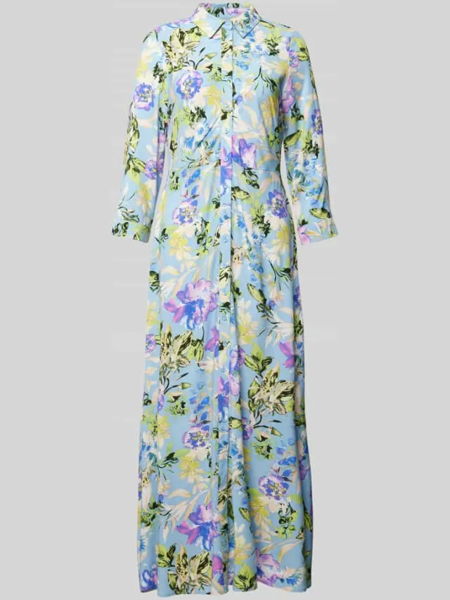 Yas Maxi-jurk met doorknoopsluiting, model 'SAVANNA' lichtblauw, foto 2