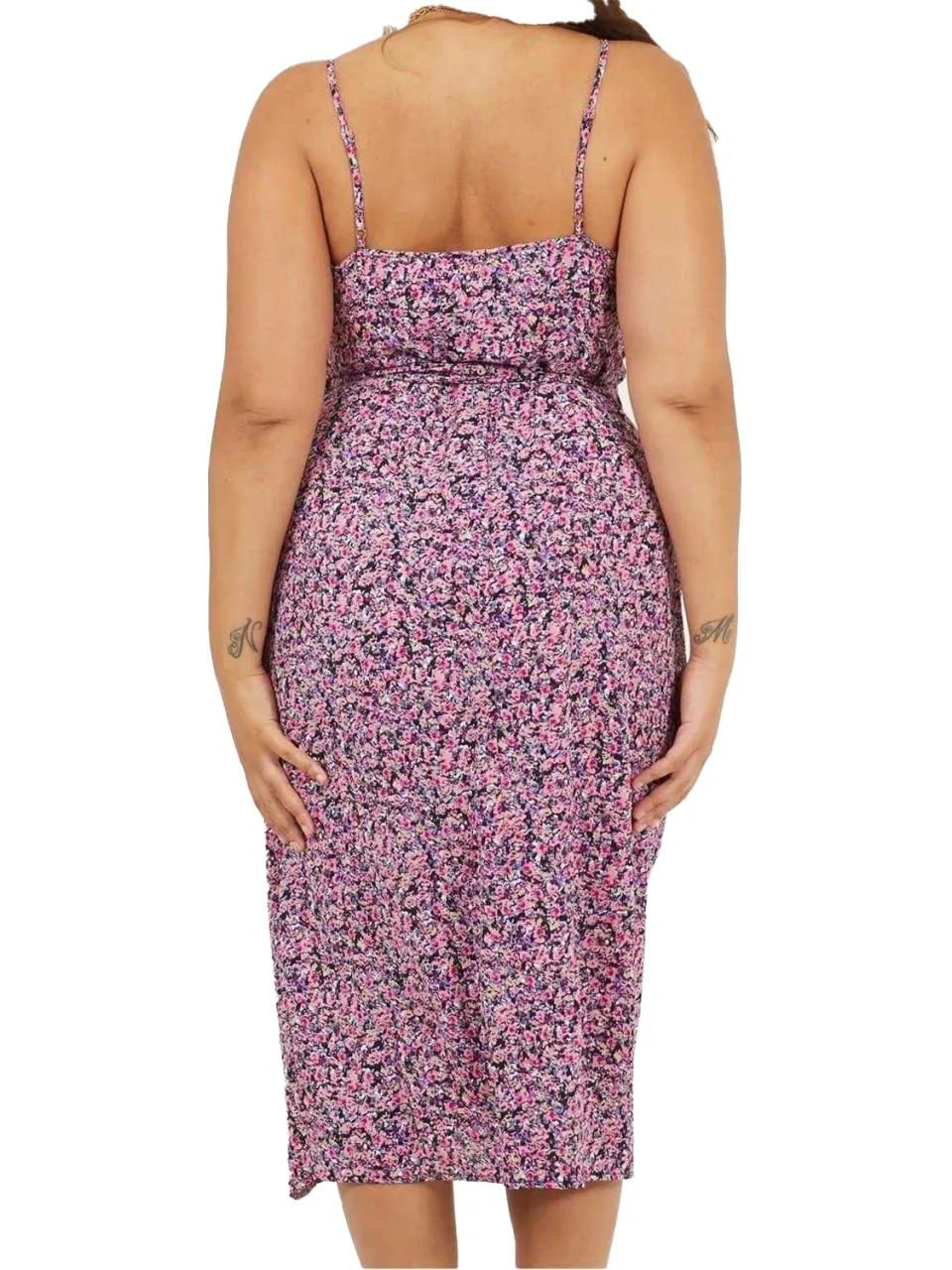 Brave Soul Midi-jurk voor dames met V-hals, afgeronde mouwen en zonder mouwen (Roze), foto 2