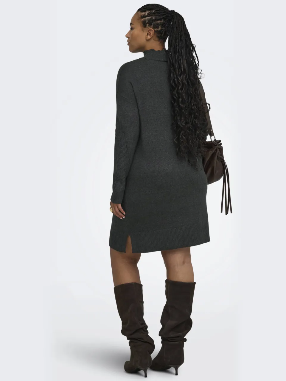 Only Carmakoma Plus Size gebreide coljurk - grijs, foto 3