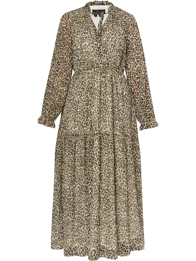 Faina Maxi-jurk met luipaardprint Lichtbeige veelkleurig