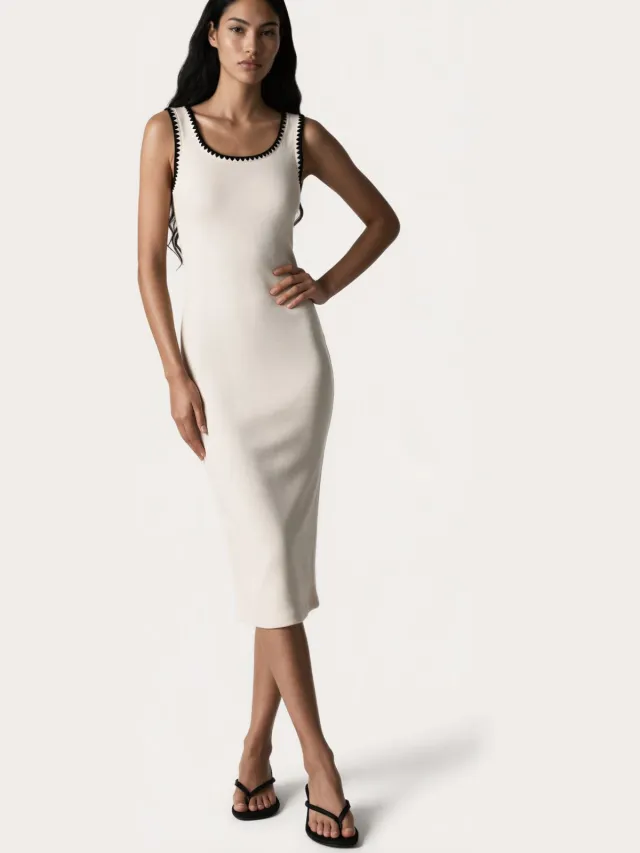 MSN Collection Dames Midi Jurk Crème