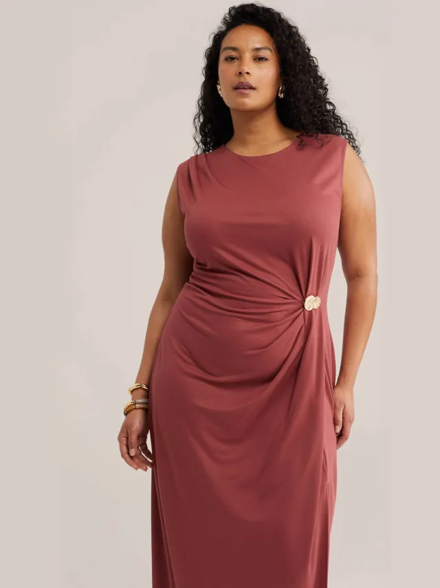 WE Fashion Curve midi jurk Plus Size - oudroze, foto 3