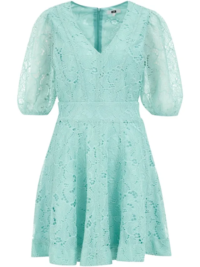 WE Fashion Dames Jurk van kant Pastel blue