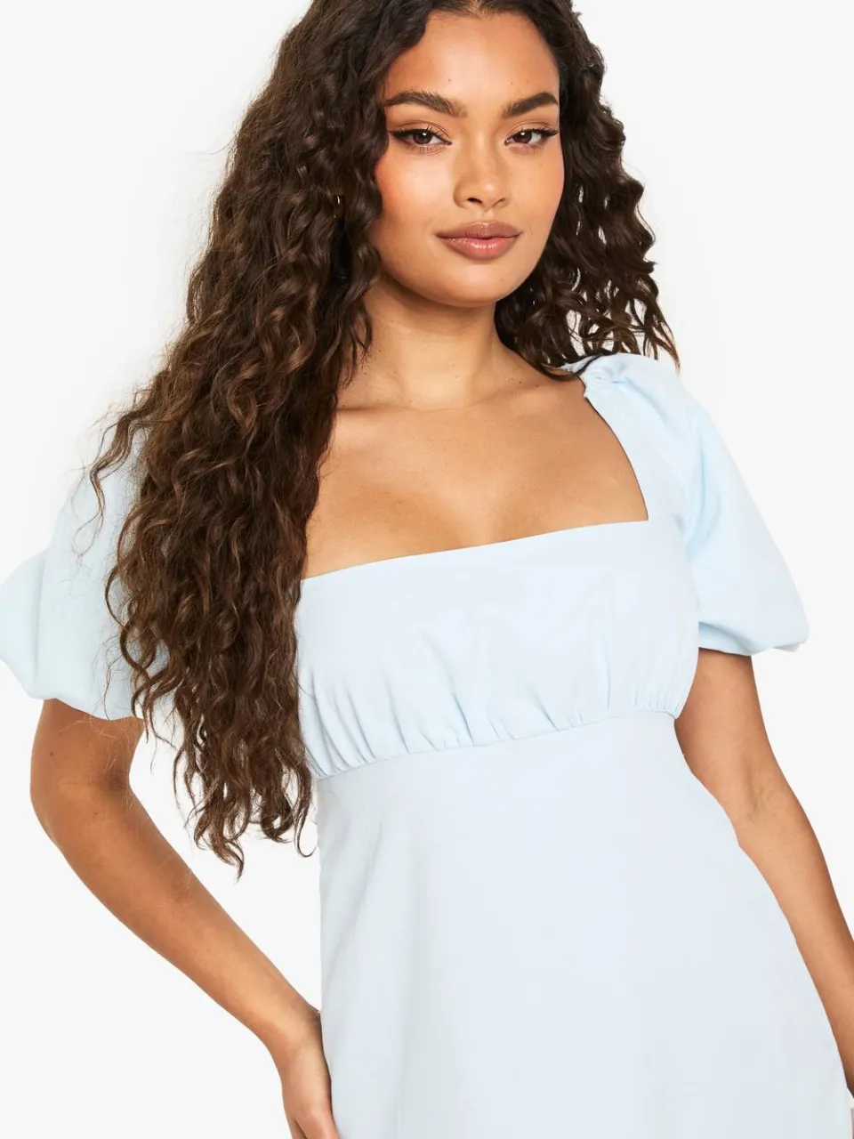 boohoo Dames Pufmouw Mini Jurk lichtblauw, foto 4