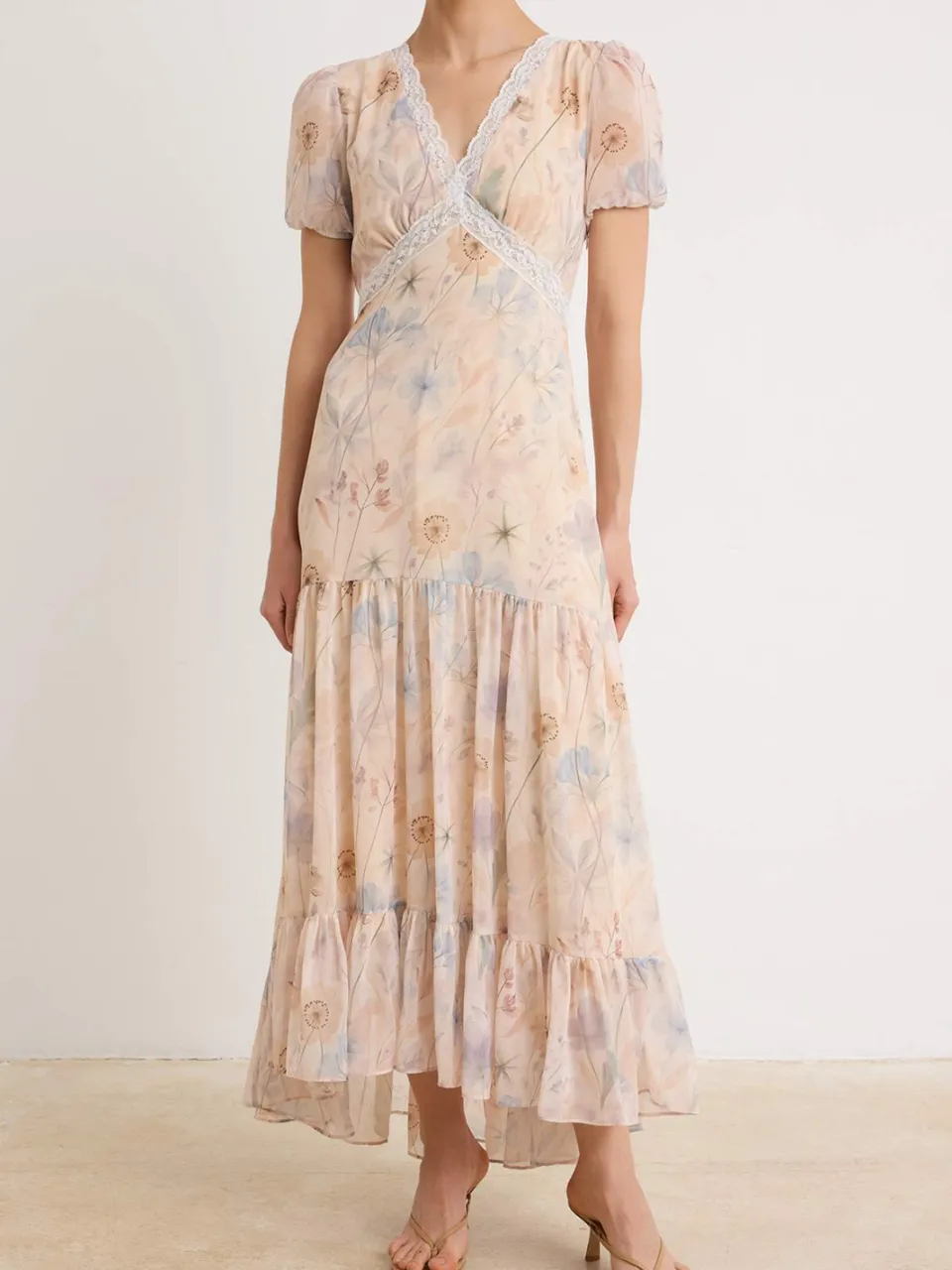 Trendyol TRENDYOLMİLLA Dames Meerkleurig Bloemen Maxi Kort Skater Jurken veelkleurig, foto 2