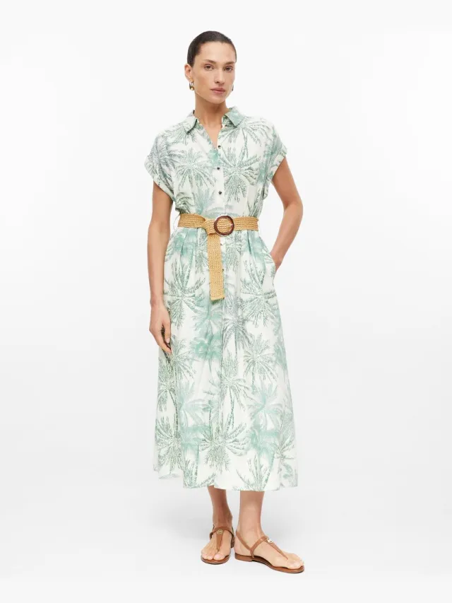 S.Oliver female - Linnen zeemeermin midi-jurk met ceintuur crème