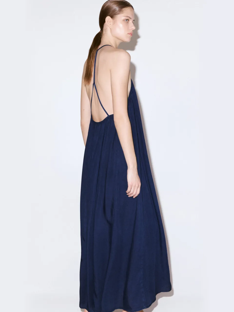 Mango lyocell midi zomerjurk - donkerblauw, foto 2