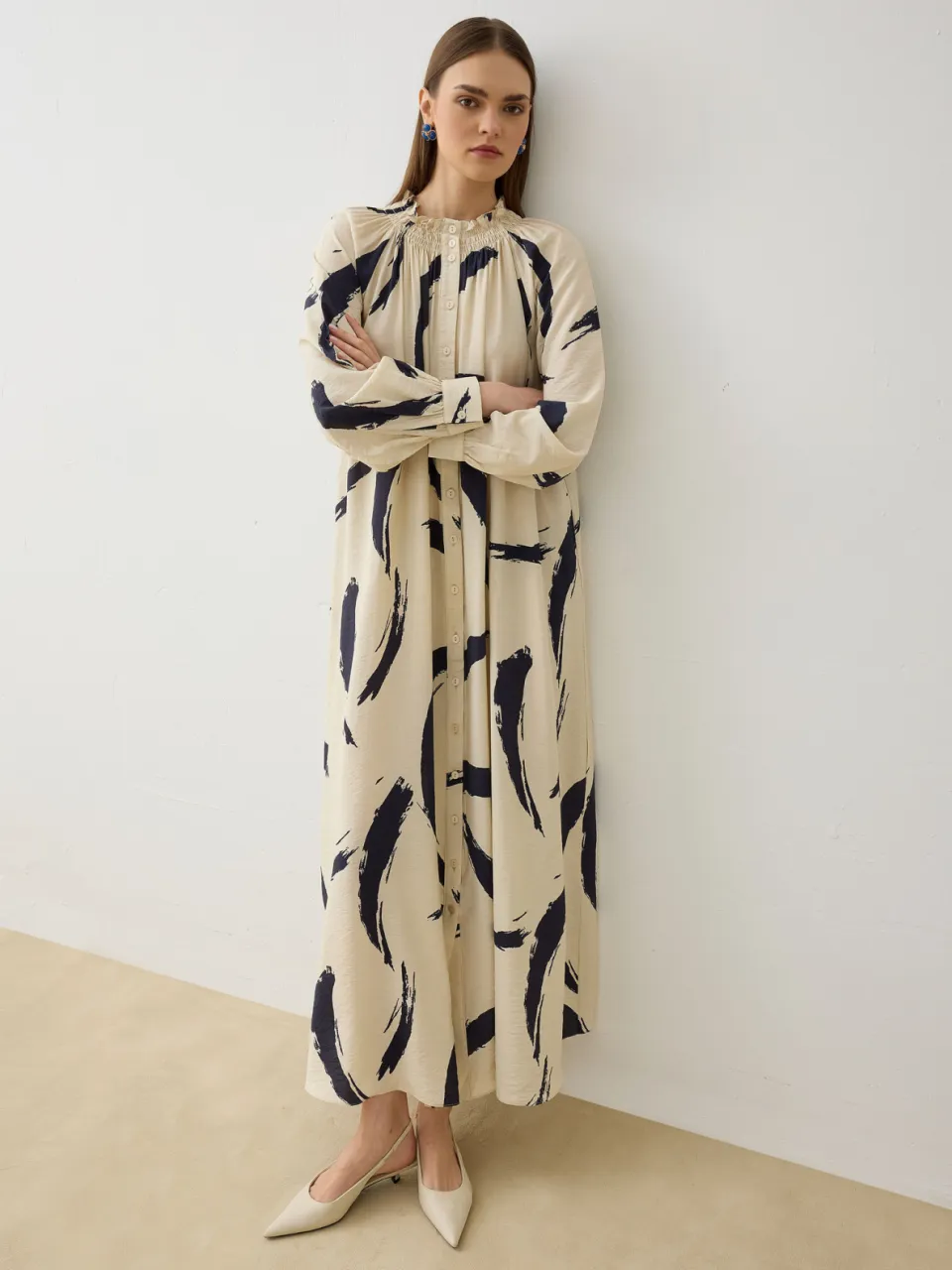 Modanisa Refka Modest jurk beige, foto 2