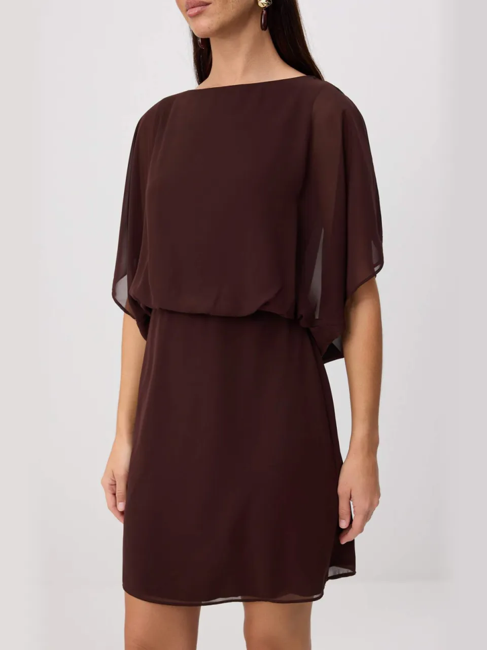 Trendyol TRENDYOLMİLLA Dames Bruin Effen Kort / Mini Kort Recht Jurken