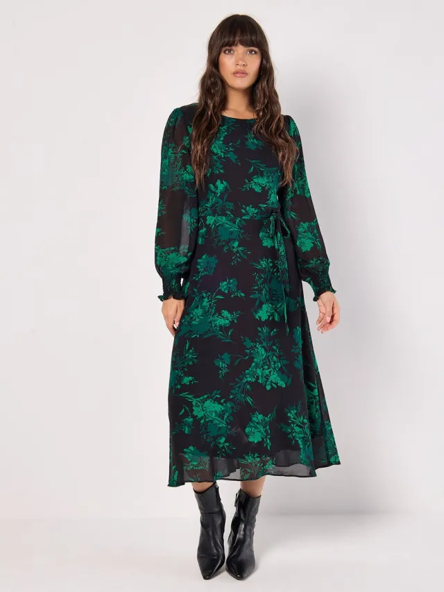 Apricot Midaxi-jurk van chiffon met bloemenprint Groen