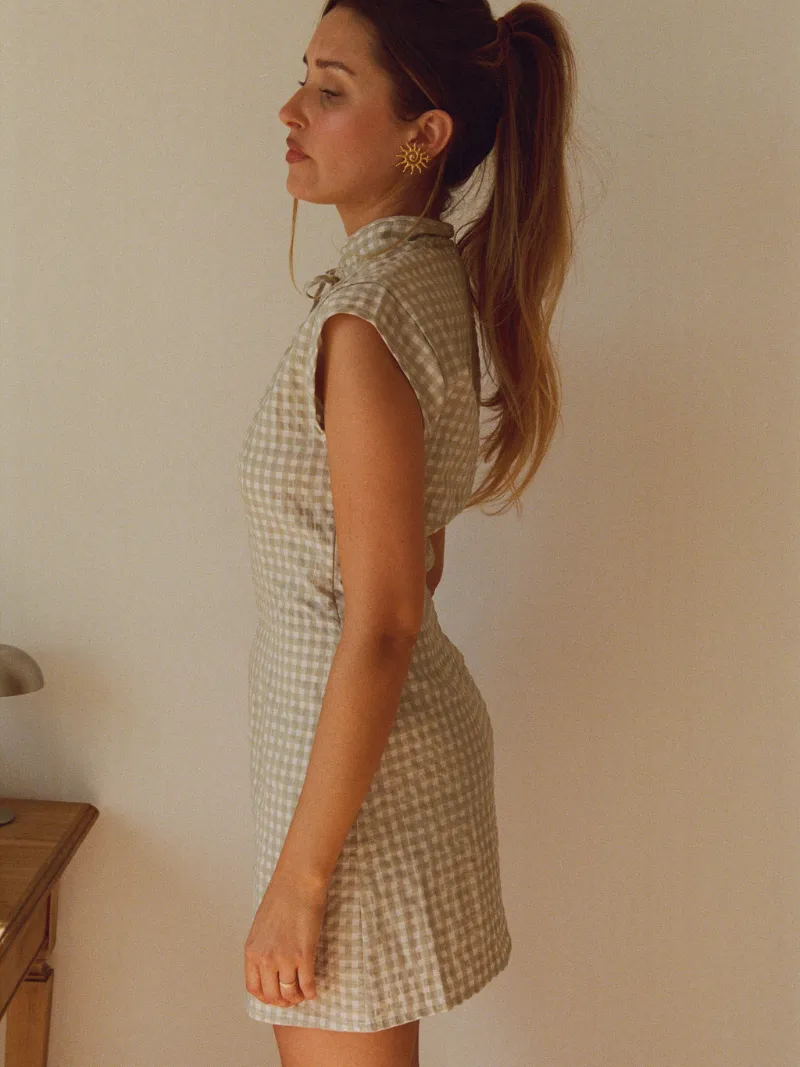 dames vegan Jurk Marlène Rougier X Nénés Groen Gingham, foto 2
