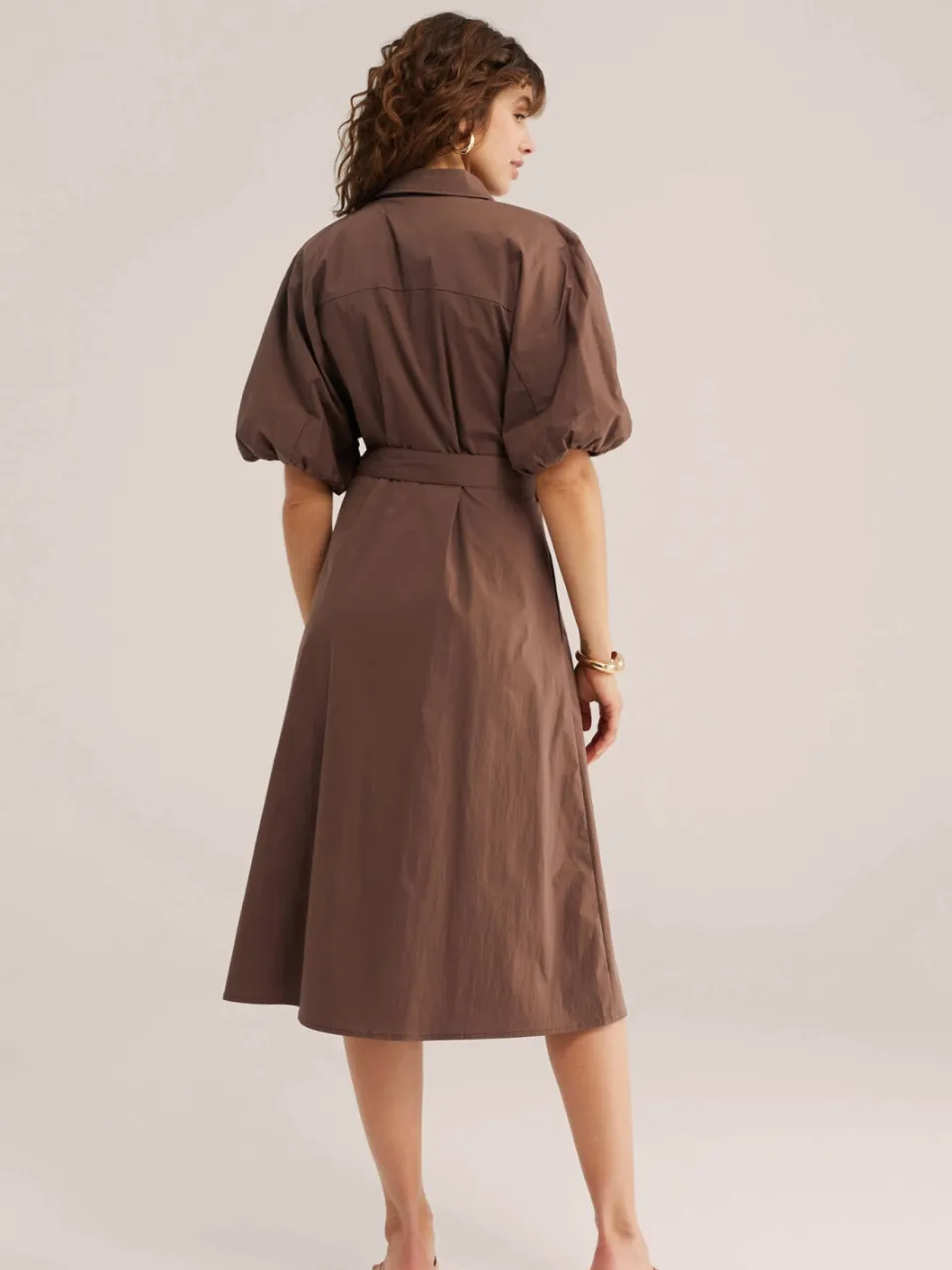 WE Fashion blousejurk met ceintuur - bruin, foto 3