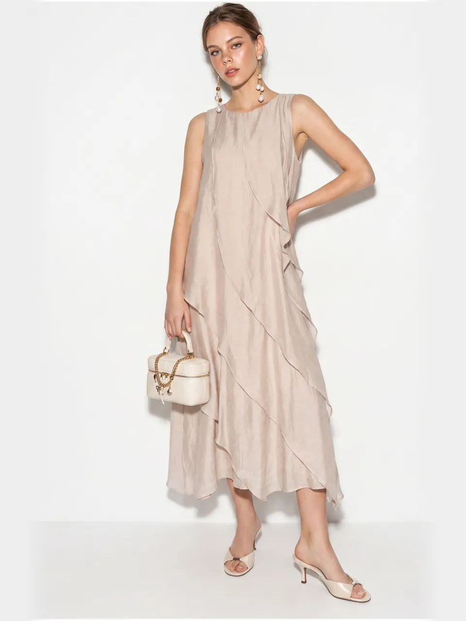 Bianco Lucci Midi-jurk beige, foto 2