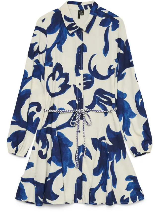 Vero Moda VMAPOLLO LS SHORT SHIRT DRESS WVN EXP - Dames - Maxi jurken Wit