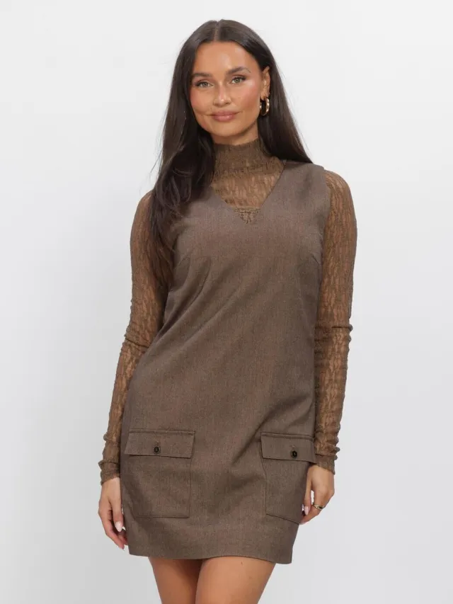 Aaiko Dames Jurken Rivane Tweed Vis 518 - Bruin