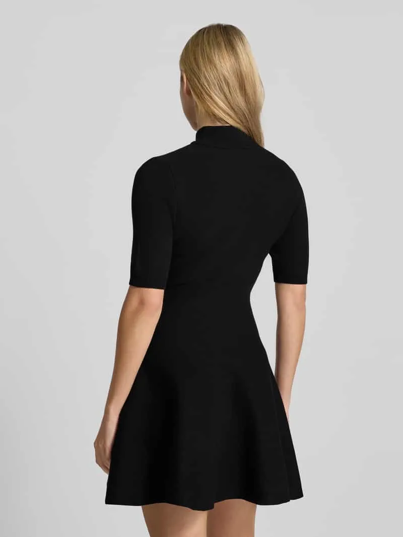 Apricot Mini-jurk van viscosemix met opstaande kraag zwart, foto 3